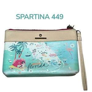 Spartina 449 Florida Scout Wristlet Leather Trim & Strap Inside Pockets